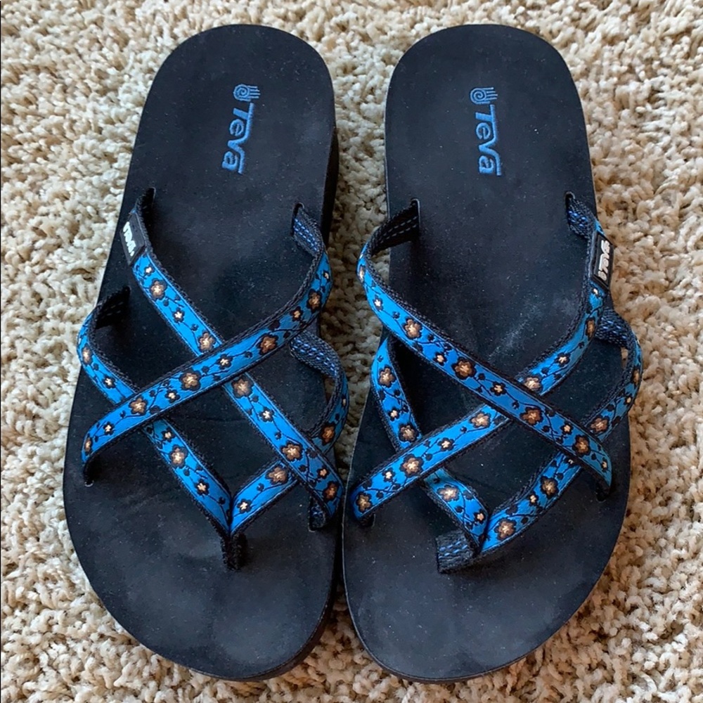 Teva wedge sandals. Flip flops.